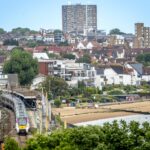 66cf42316c4d0 66cf42316c4d13260 720612 Aventra Beach Bombardier Bombardier Aventra Chalkwell Chalkwell (station) Class 720 Essex Southend On Sea Southend (seafront) Station Train.jpg