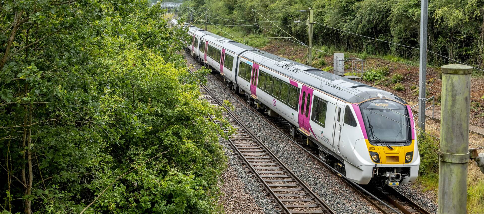 c2c train on tracks in woods